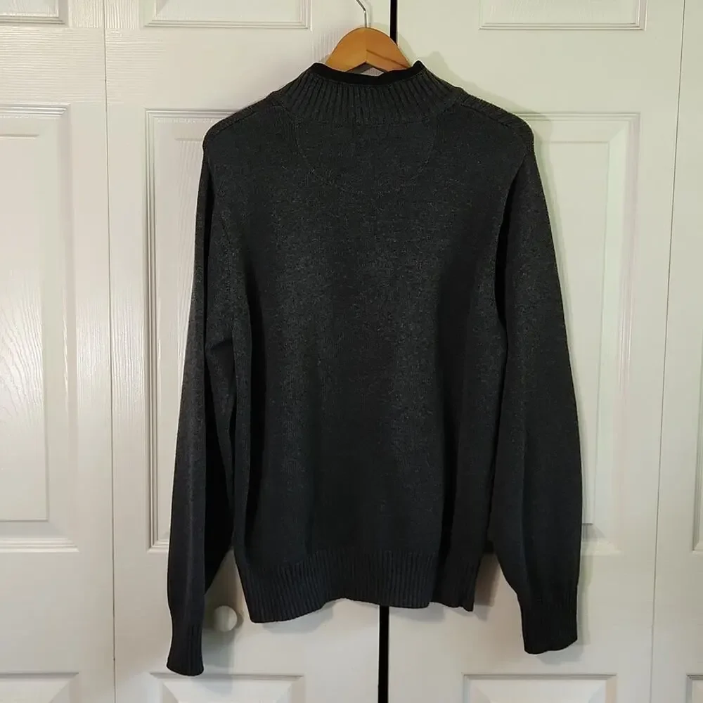 Dockers Men's Dark Gray 1/4 Zip Sweater Size LG 100% Cotton Coastal‎ Neutral